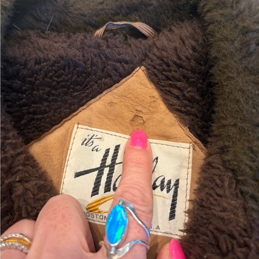 Vintage Holiday Suede & Shearling Coat | Treated Suede | Boston, Mass. - Picture 7 of 12